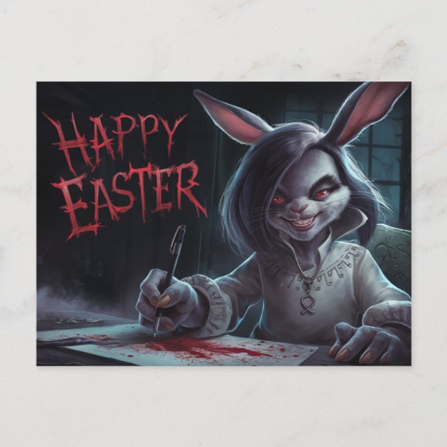 Poscards Happy Easter Femme Lapin 03 Vykort (Framsida)