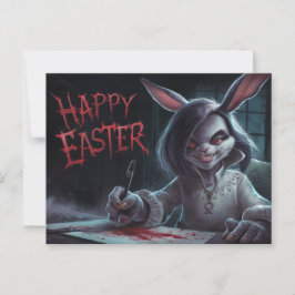 Poscards Happy Easter Femme Lapin 03 Vykort