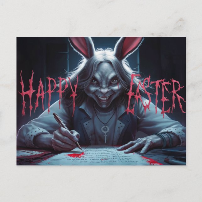 Poscards Happy Easter Femme Lapin 04 Vykort (Framsida)