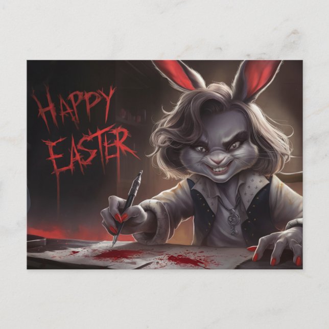 Poscards Happy Easter Femme Lapin 05 Vykort (Framsida)
