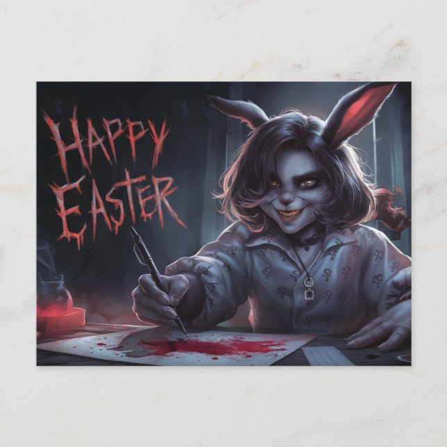Poscards Happy Easter Femme Lapin Vykort (Framsida)