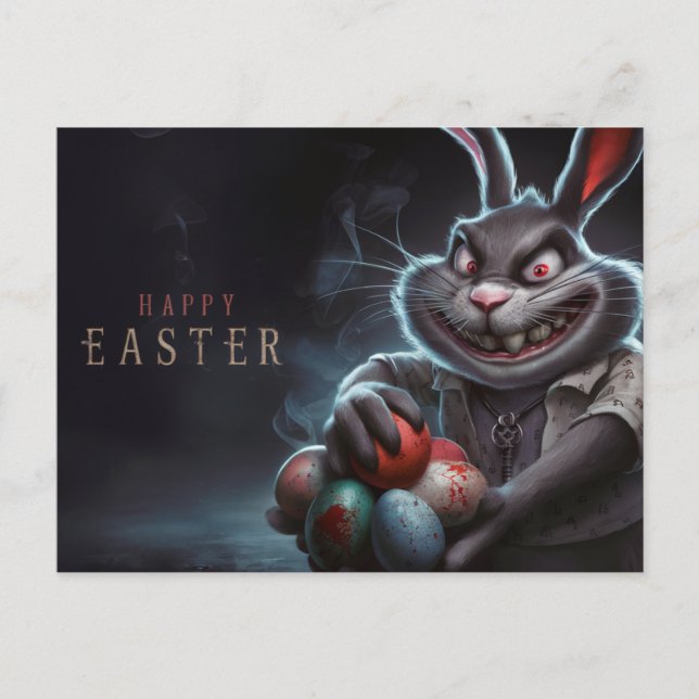 Poscards Happy Easter Lapin Oeuf Horror 02 Vykort (Framsida)