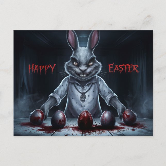 Poscards Happy Easter Lapin Oeuf Horror 03 Vykort (Framsida)
