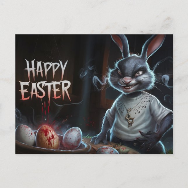 Poscards Happy Easter Lapin Oeuf Horror 06 Vykort (Framsida)