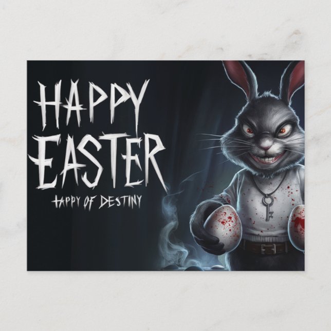 Poscards Happy Easter Lapin Oeuf Horror 07 Vykort (Framsida)