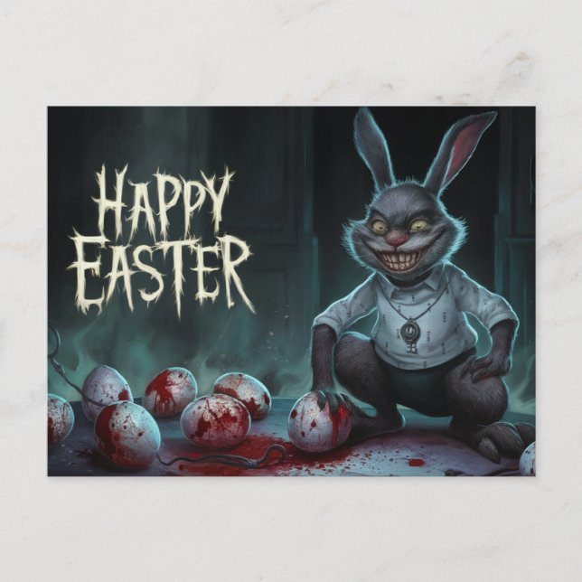 Poscards Happy Easter Lapin Oeuf Horror 08 Vykort (Framsida)