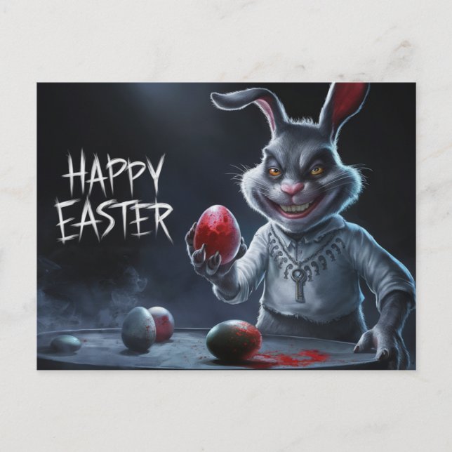 Poscards Happy Easter Lapin Oeuf Horror 09 Vykort (Framsida)