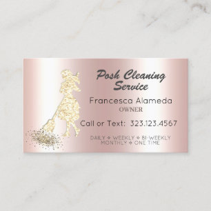 Posch Städning Service Rosa Metallic & Guld Glitt Visitkort