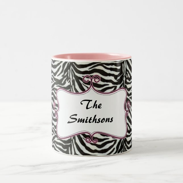 Poschic trendig zebra ränder,rosa personlig Två-Tonad mugg (Center)