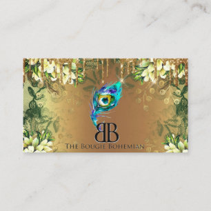 Posé Bougie Glittery Bohemian Blue Blommigts Drip Visitkort