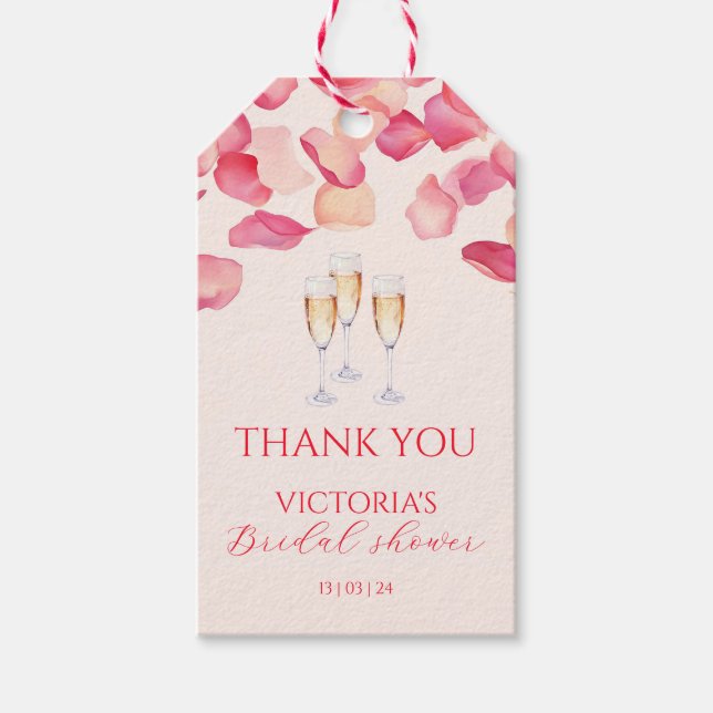 Pose Petals and Prosecco Bridal Shower Presentetikett (Framsidan)