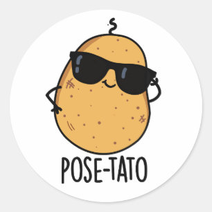Pose-tato Rolig Potatis Puns Runt Klistermärke