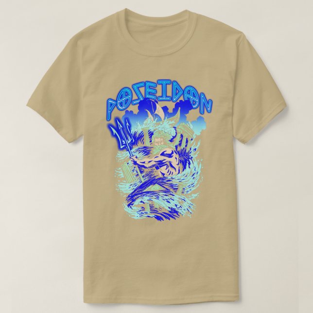 Poseidon Ancient Grekiska gudar och Monsters Mytho T Shirt (Design framsida)