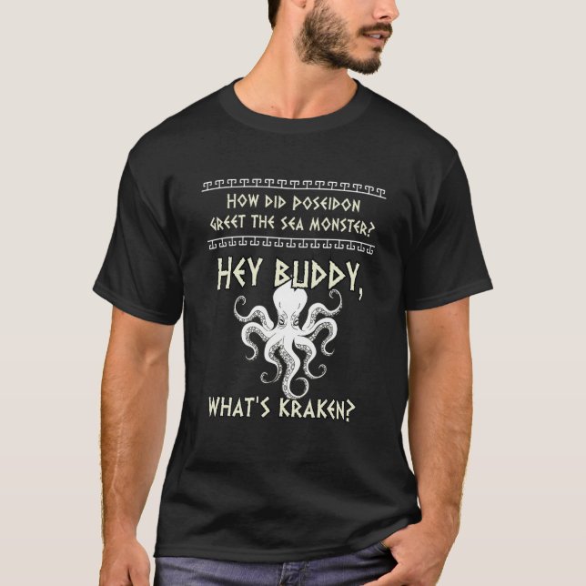 Poseidon and Ancient Greek Mythology Monster Histo T Shirt (Framsida)
