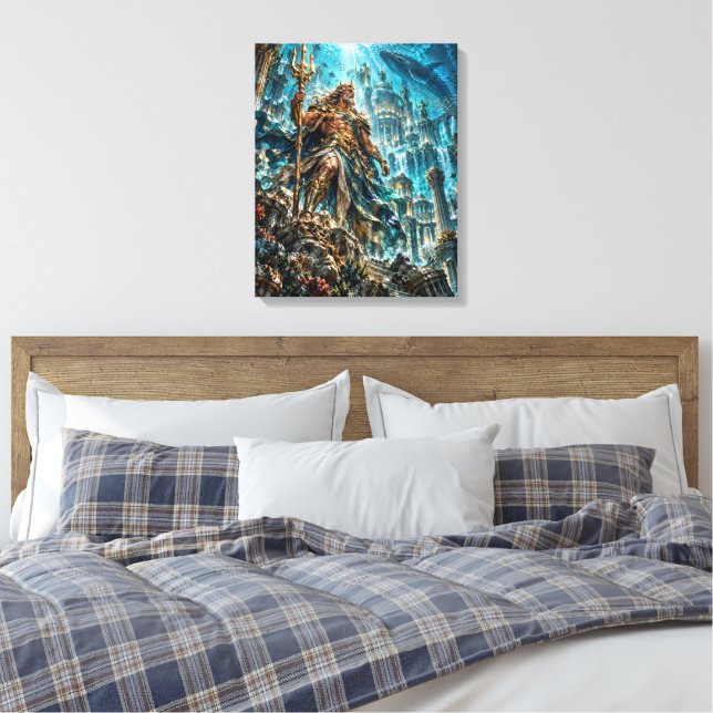 Poseidon – Atlantis Förlorade Kungarike Canvastryck (Insitu (sovrum))
