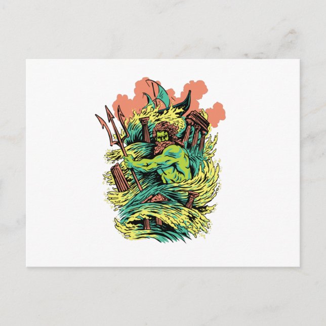 Poseidon God Mythology Greece Vykort (Framsida)