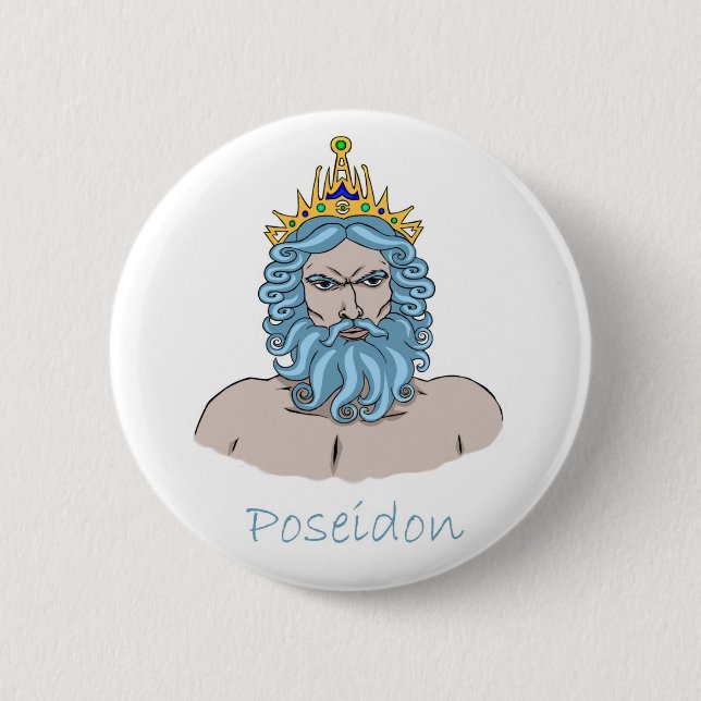Poseidon - Grekiska Gud Badge Knapp (Framsida)