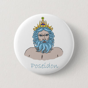 Poseidon - Grekiska Gud Badge Knapp