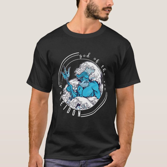 Poseidon Grekiska gudenHero Utbildning Havets gud T Shirt (Framsida)