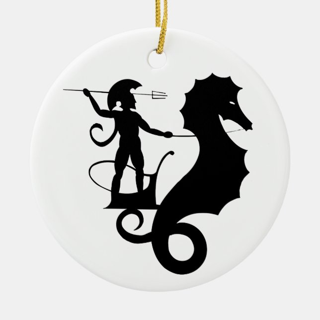 Poseidon, grekiskt hjälpmedel julgransprydnad keramik (Framsidan)