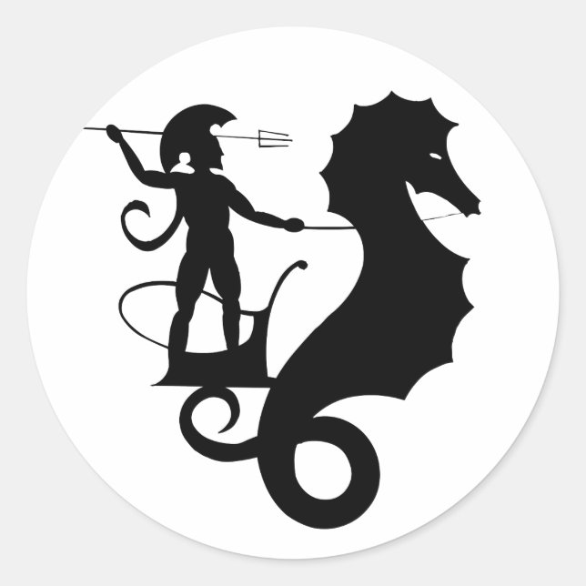 Poseidon, grekiskt hjälpmedel runt klistermärke (Framsida)