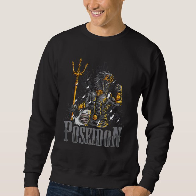 Poseidon gud Sea Ancient Grekisk mytologi Lång Ärmad Tröja (Framsida)