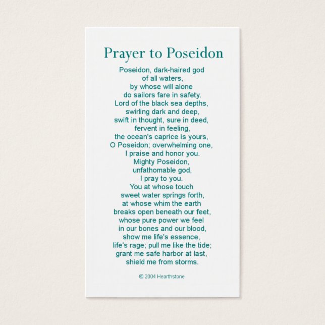 Poseidon Prayer Card Visitkort (Framsidan)