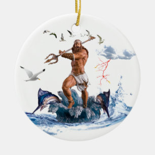 Poseidon prydnad julgransprydnad keramik