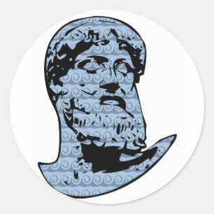 Poseidon staty runt klistermärke