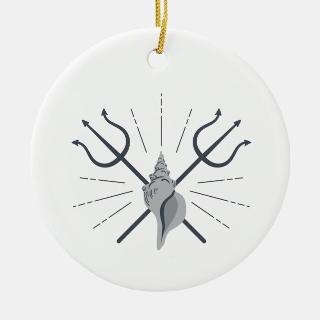 Poseidon Trident Julgransprydnad Keramik (Framsidan)