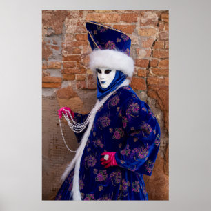 Poserar i karnevalskostym, Venedig Poster