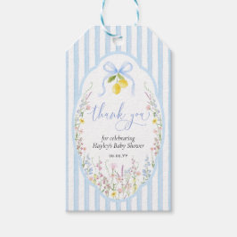 Posey Wildflower Blå Bow Baby Shower Presentetikett