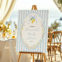 Posey Wildflower Blå Bow Baby Shower Välkommen