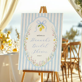Posey Wildflower Blå Bow Bröllopsdusch Välkommen Poster