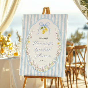 Posey Wildflower Blå Bow Bröllopsdusch Välkommen Poster