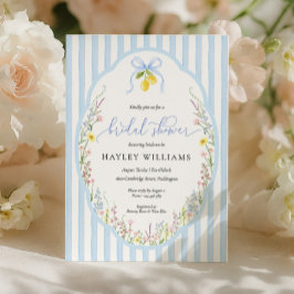 Posey Wildflower Blue Bow Bridal Shower Invitation Inbjudningar