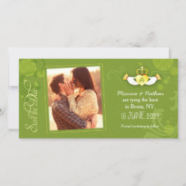 PosGrönt Irish Bröllop Photo Save the Date Card Spara Datumet