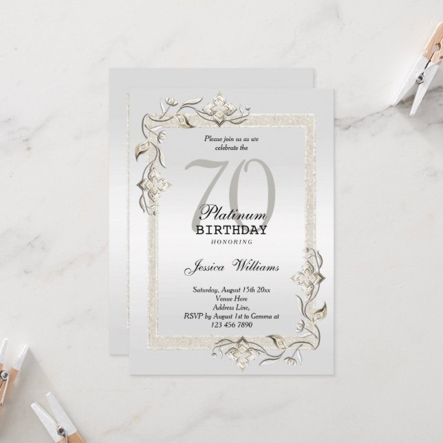 Posh 70:e platinumfödelsedagen inbjudningar (Fram/Back In Situ)