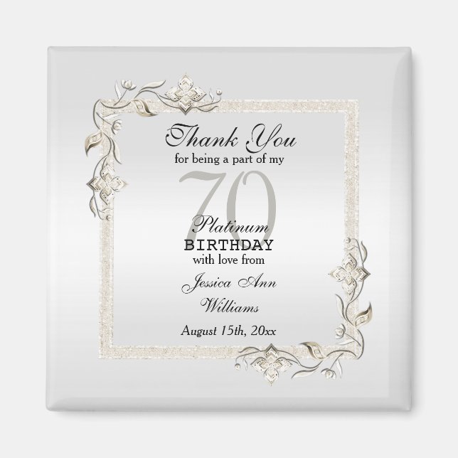 Posh 70:e platinumfödelsedagen magnet (Framsidan)