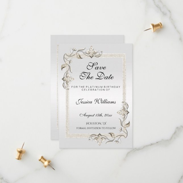 Posh 70:e platinumfödelsedagen spara datumet (Fram/Back In Situ)