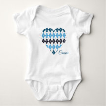 Posh Argyle Hearts Big Heart White och Blue