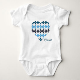 Posh Argyle Hearts Big Heart White och Blue T Shirt