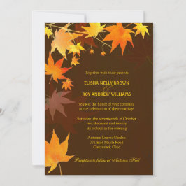Posh Autumn Maple Löv Brown Bröllop Inbjudningar