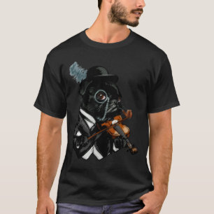 Posh Black Cigar Frenchie Bulldog spelar Violin T Shirt