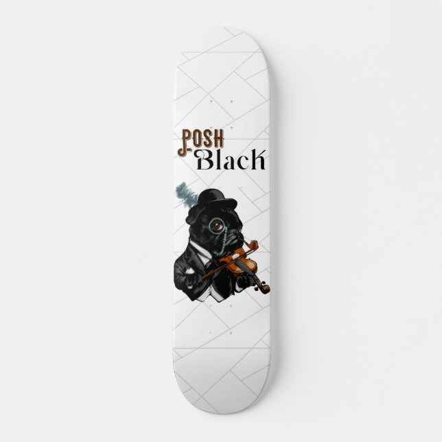 Posh Black Frenchie Bulldog     Mini Skateboard Bräda 18,5 Cm (Framsida)