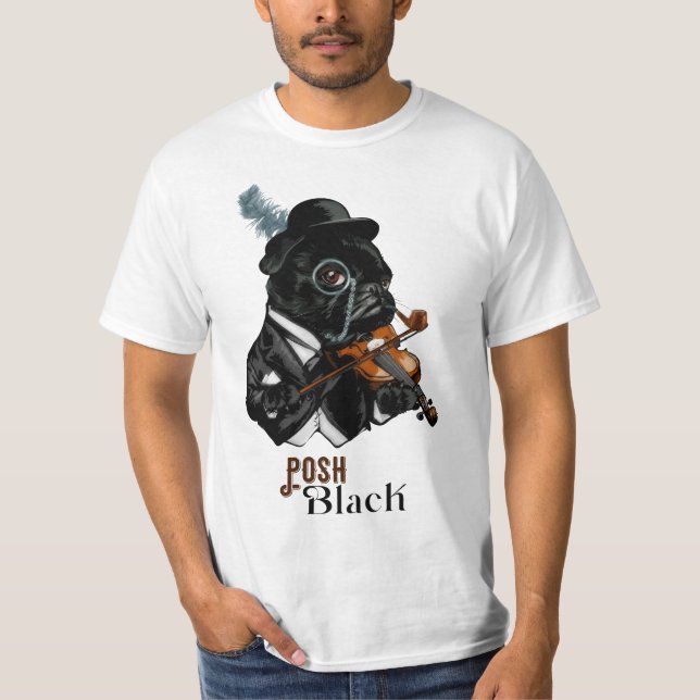 Posh Black Frenchie Bulldog   T Shirt (Framsida)