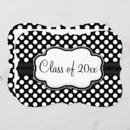 Posh Black White Polka Dot Studenten/Party Inbjudningar