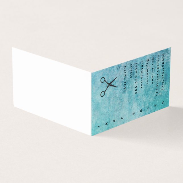 Posh Blue Grått Struktur Stylist Visitkort (Utsida)