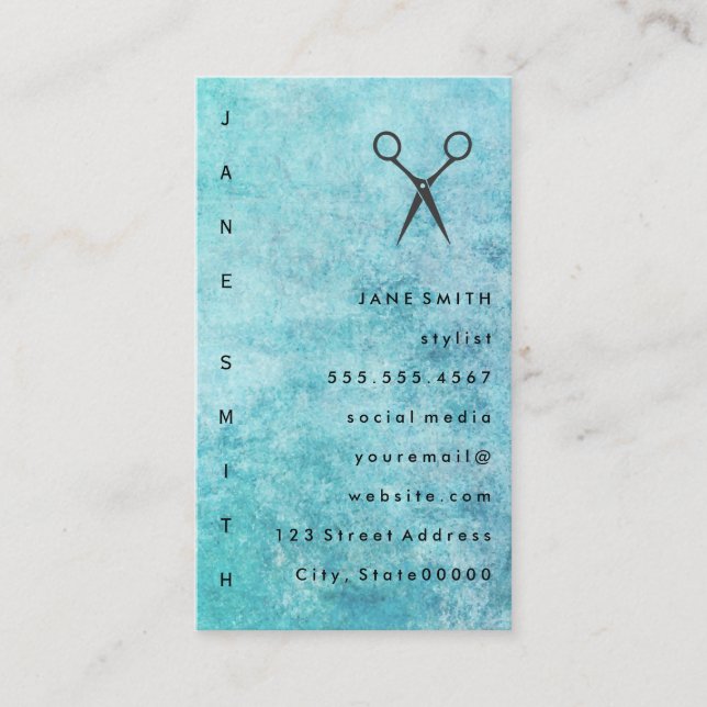 Posh Blue Grått Struktur Stylist Visitkort (Framsida)