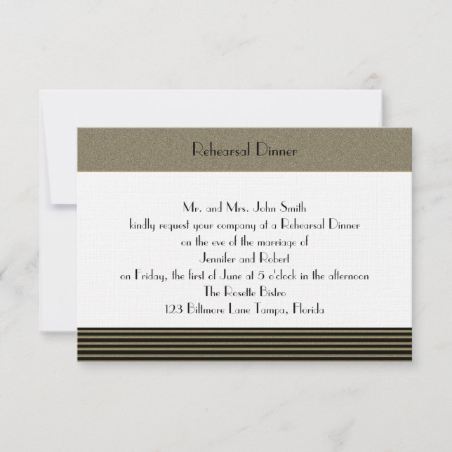 Posh brölloprepetition för art déco inbjudningar (Framsida)
